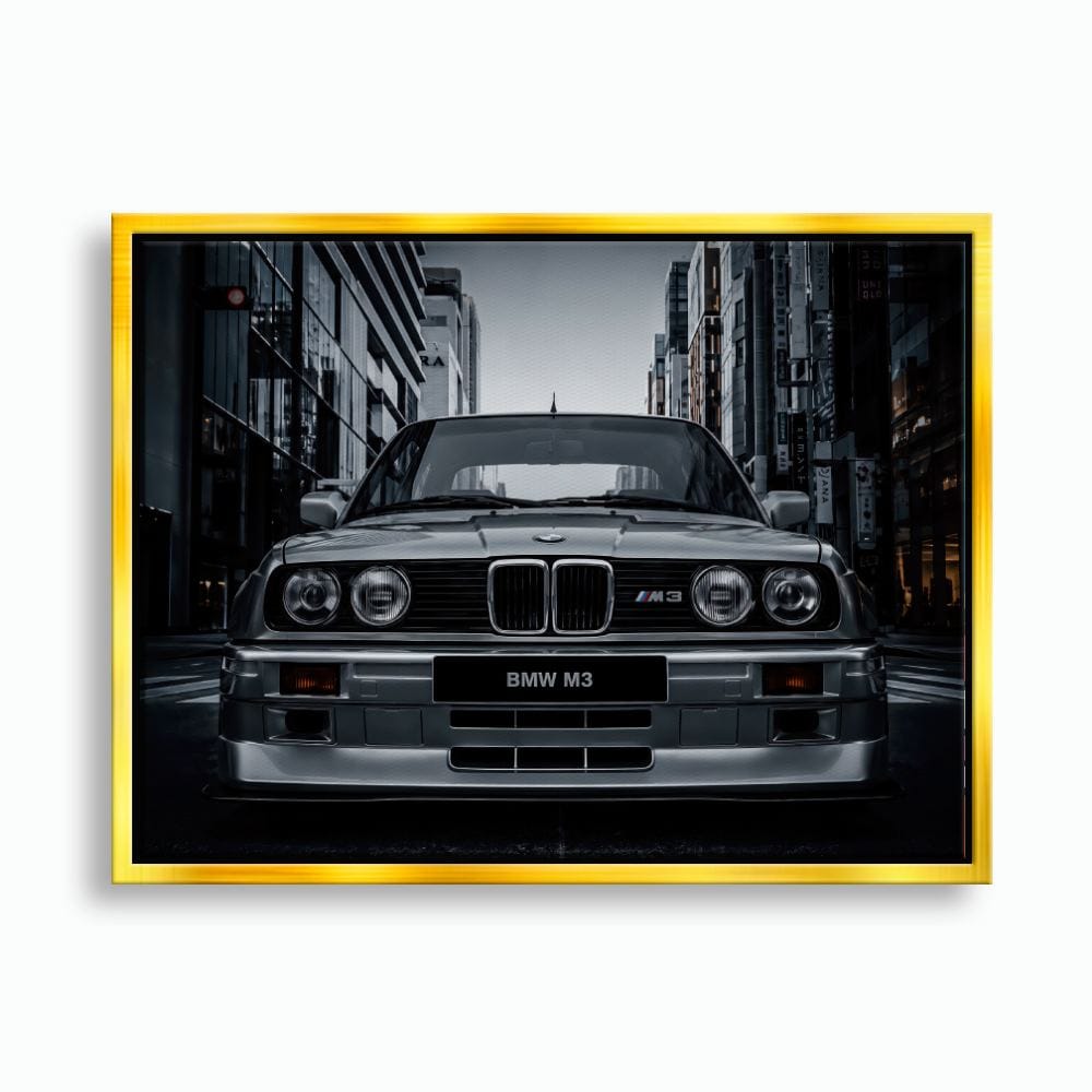 BMW E30 M3 Wall Art – Silver Sports Car Canvas Print- Street Art Cars