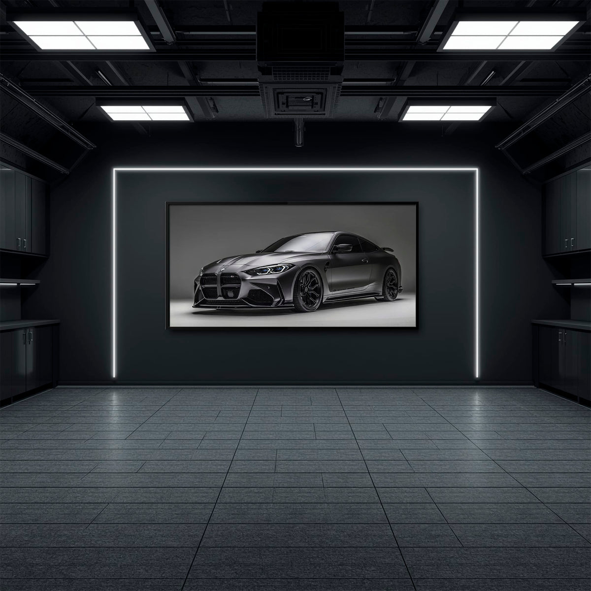 BMW M4 G82 Shadow Apex Wall Art – Matte Black Coupe Canvas Print Cars