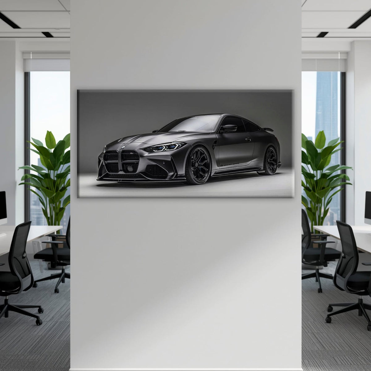 BMW M4 G82 Shadow Apex Wall Art – Matte Black Coupe Canvas Print Cars