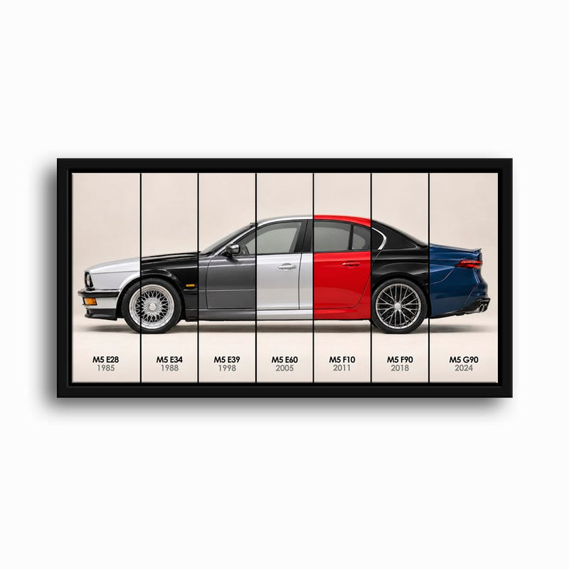 BMW M5 Evolution Poster & Canvas Wall Art | Caveson Framed Canvas / 12х24 / Black Cars