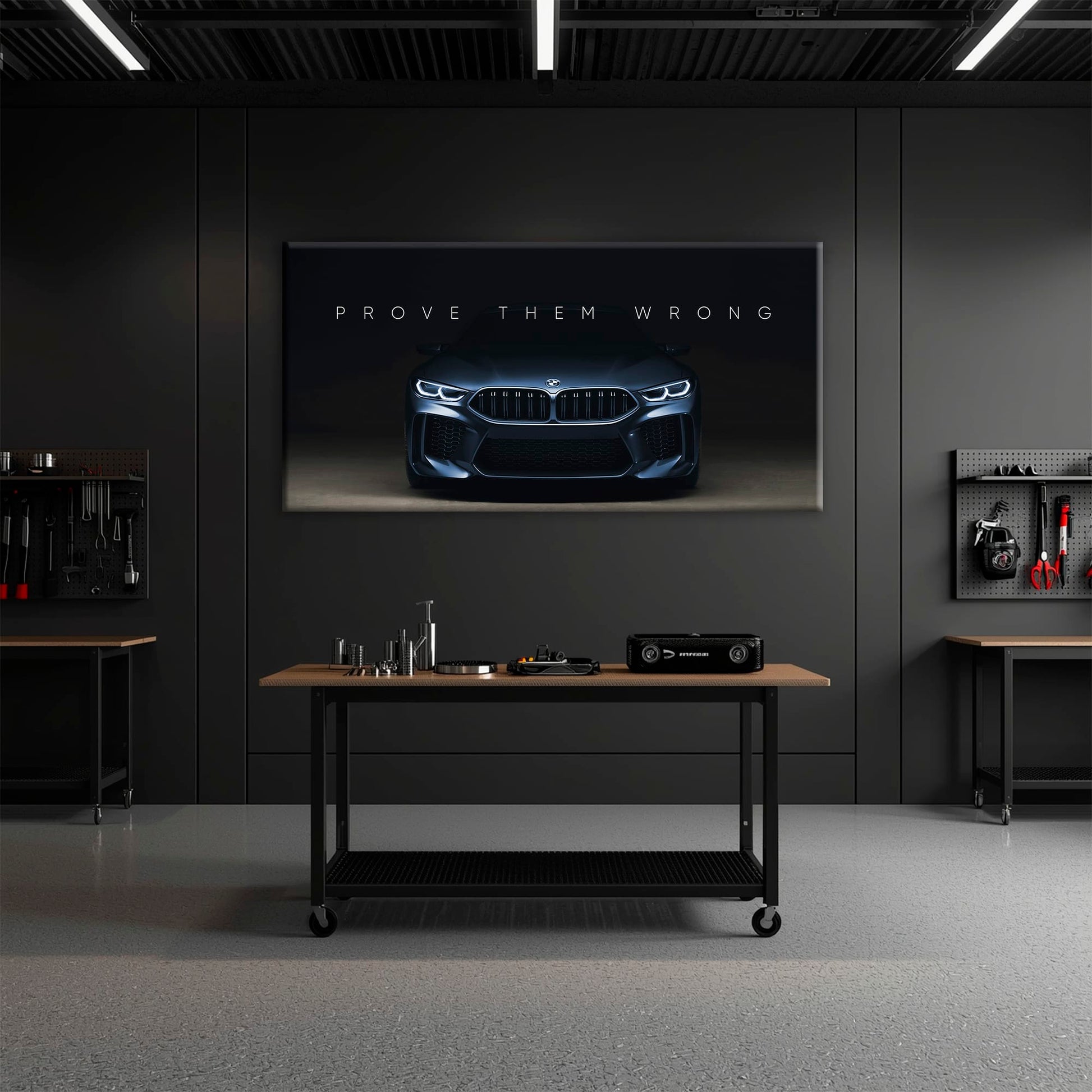 BMW M8 Prove Them Wrong Wall Art – Dark Motivational Canvas Print Cars