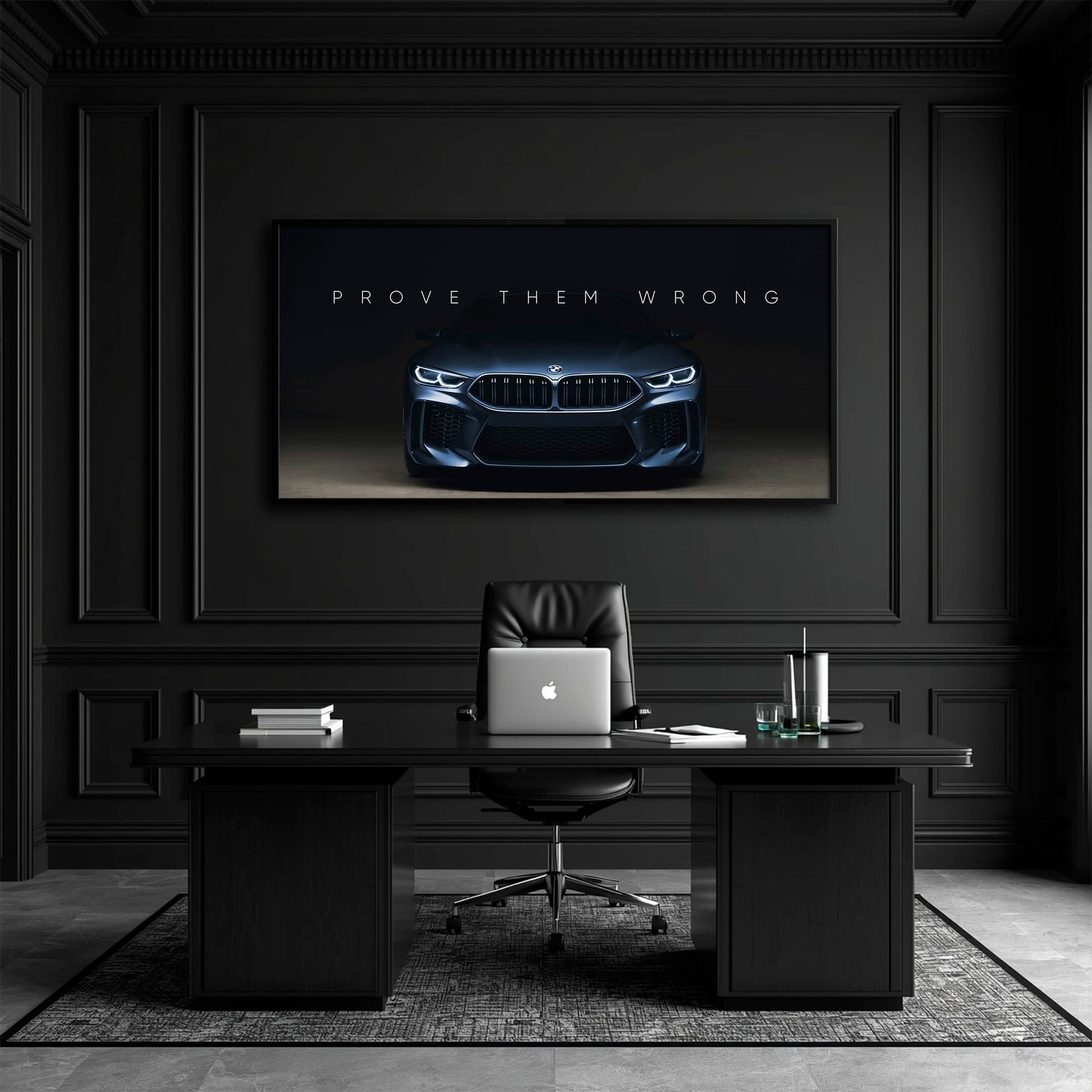 BMW M8 Prove Them Wrong Wall Art – Dark Motivational Canvas Print Cars