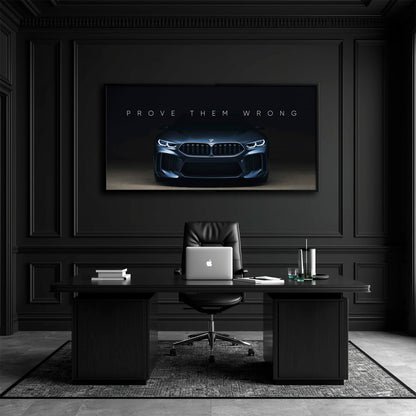 BMW M8 Prove Them Wrong Wall Art – Dark Motivational Canvas Print Cars