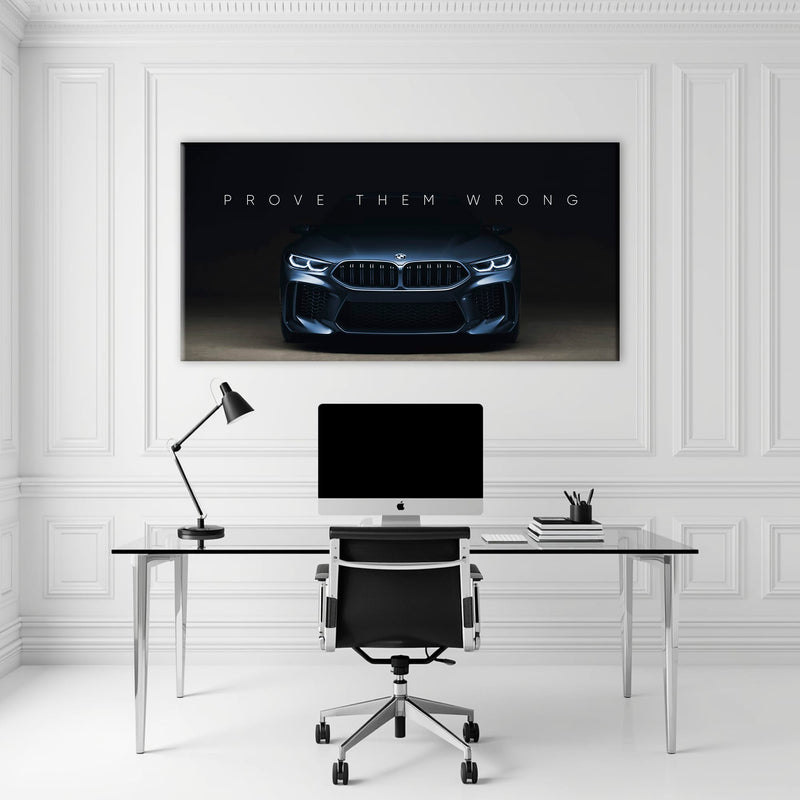 BMW M8 Prove Them Wrong Wall Art – Dark Motivational Canvas Print Cars