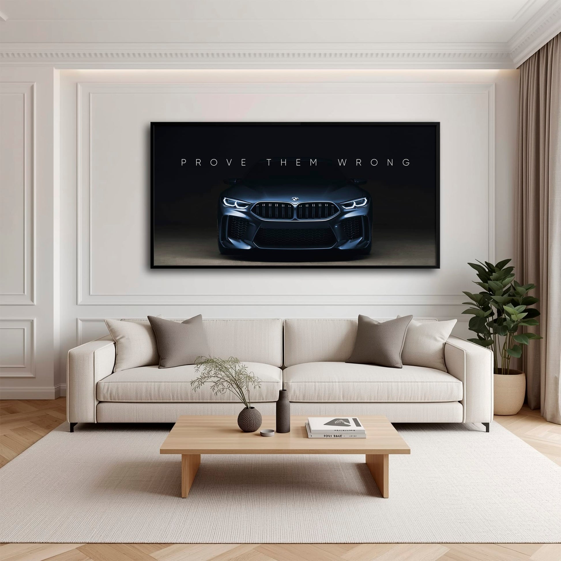 BMW M8 Prove Them Wrong Wall Art – Dark Motivational Canvas Print Cars
