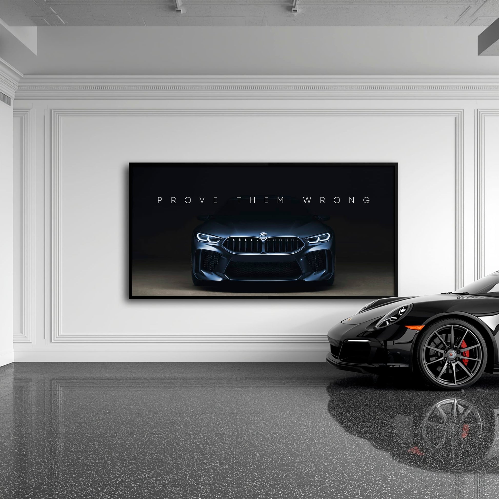 BMW M8 Prove Them Wrong Wall Art – Dark Motivational Canvas Print Cars