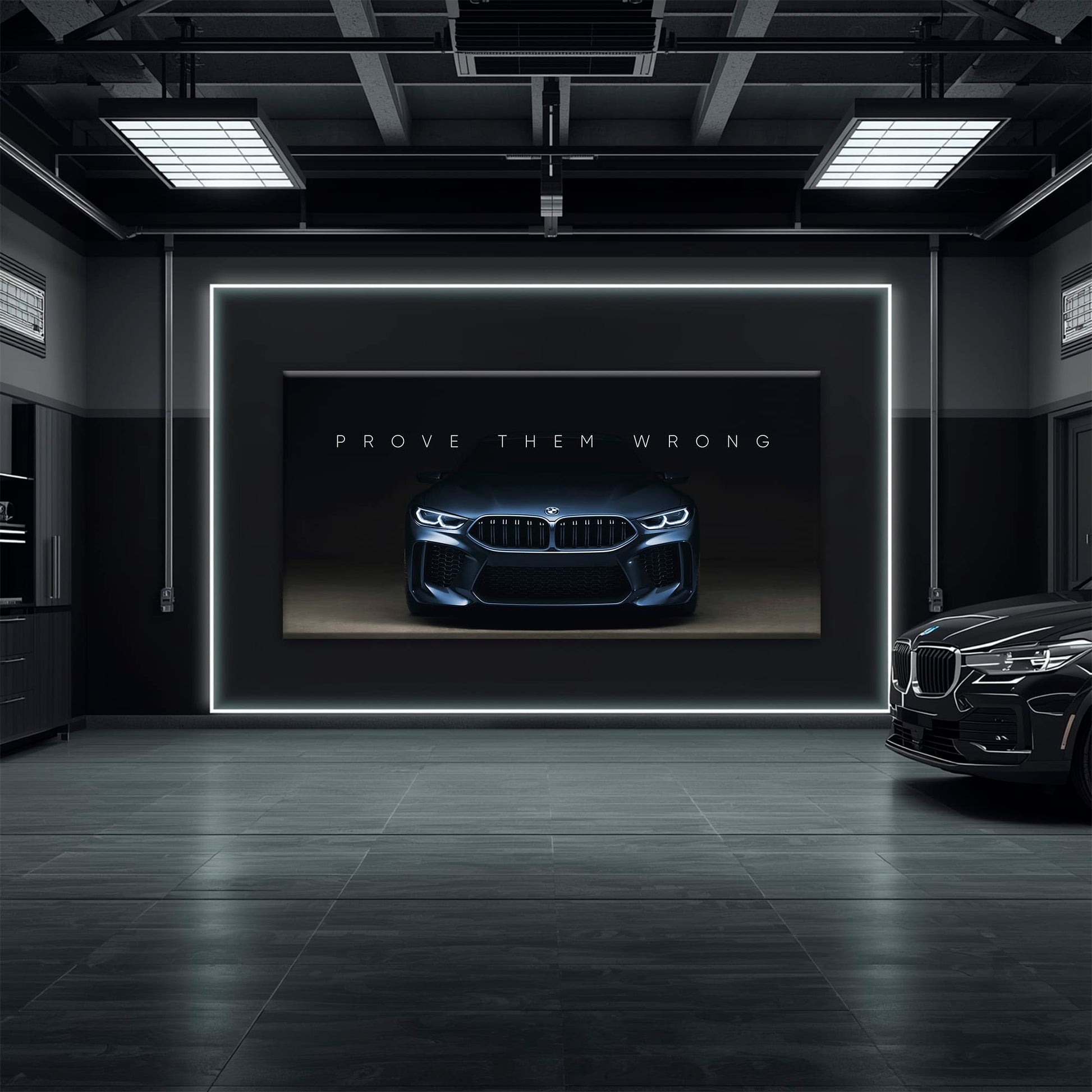 BMW M8 Prove Them Wrong Wall Art – Dark Motivational Canvas Print Cars
