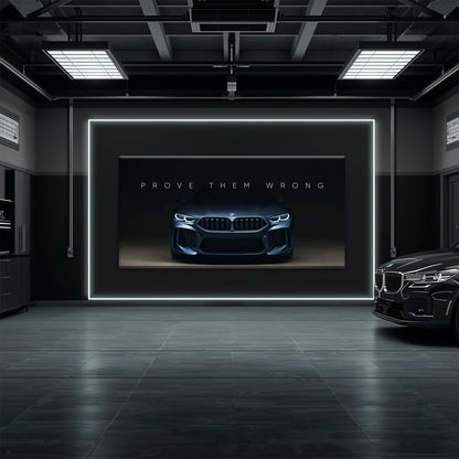 BMW M8 Prove Them Wrong Wall Art – Dark Motivational Canvas Print Cars