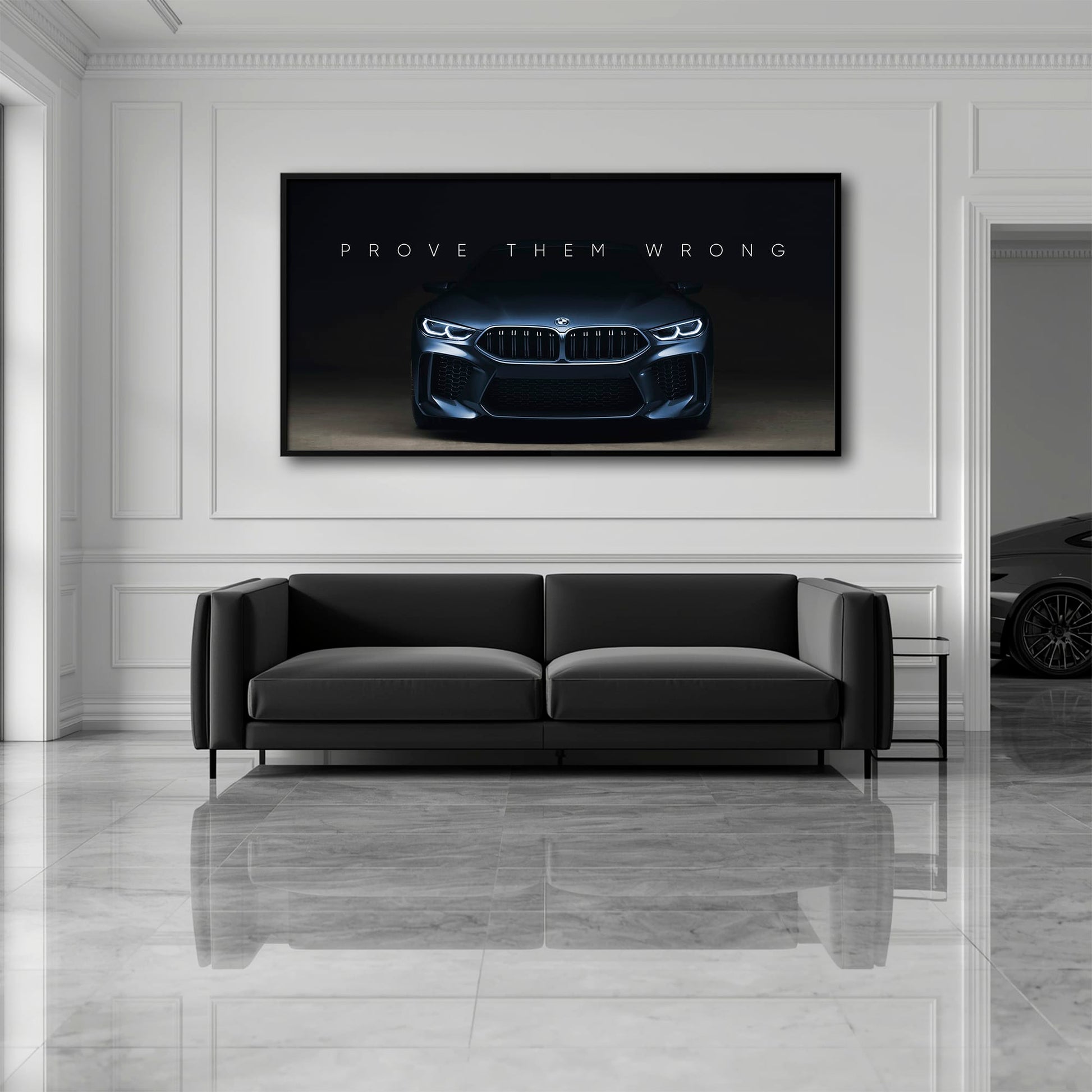 BMW M8 Prove Them Wrong Wall Art – Dark Motivational Canvas Print Cars