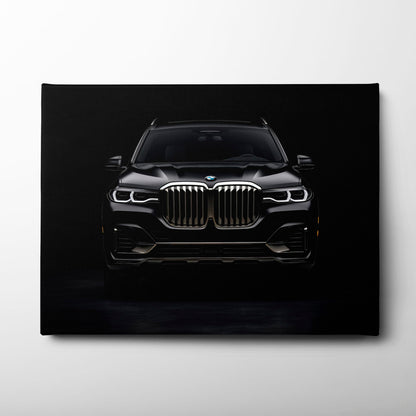 BMW X7 Shadow Sovereign Wall Art – Black Luxury SUV Canvas Print Cars
