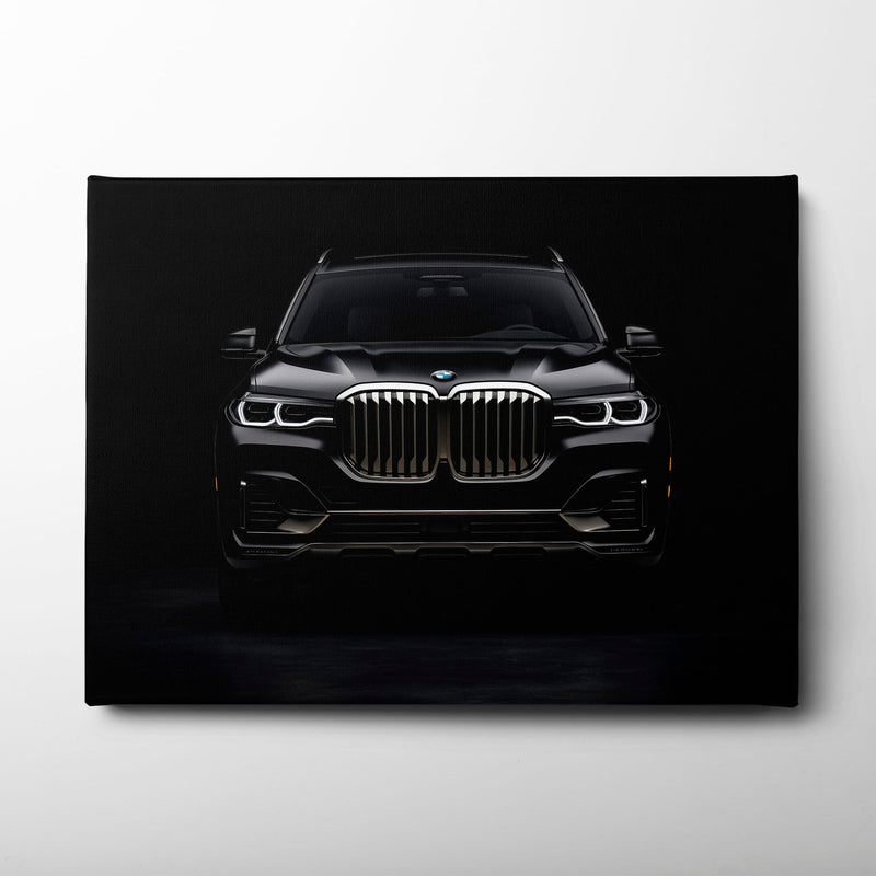 BMW X7 Shadow Sovereign Wall Art – Black Luxury SUV Canvas Print Cars