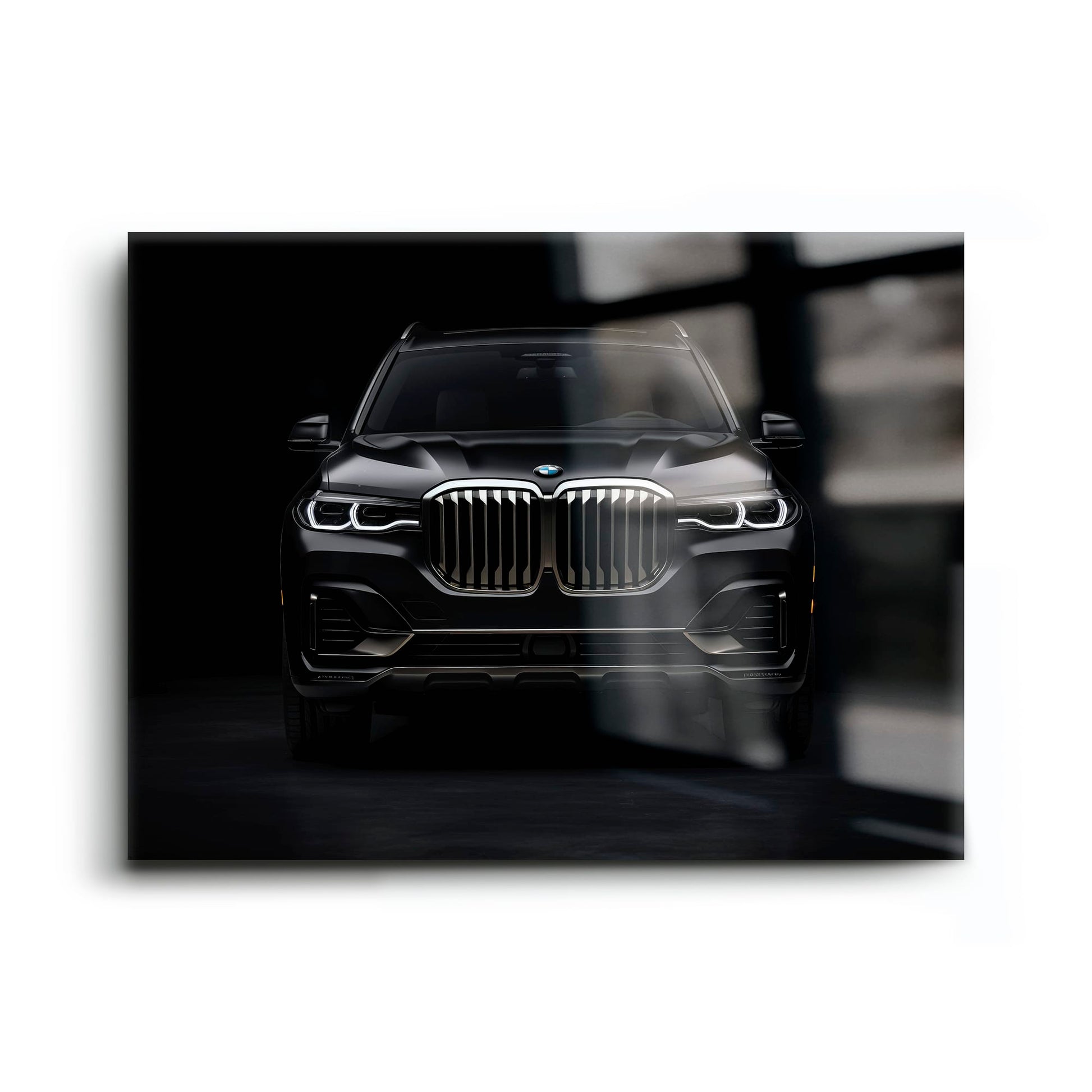 BMW X7 Shadow Sovereign Wall Art – Black Luxury SUV Canvas Print Cars