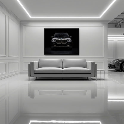 BMW X7 Shadow Sovereign Wall Art – Black Luxury SUV Canvas Print Cars
