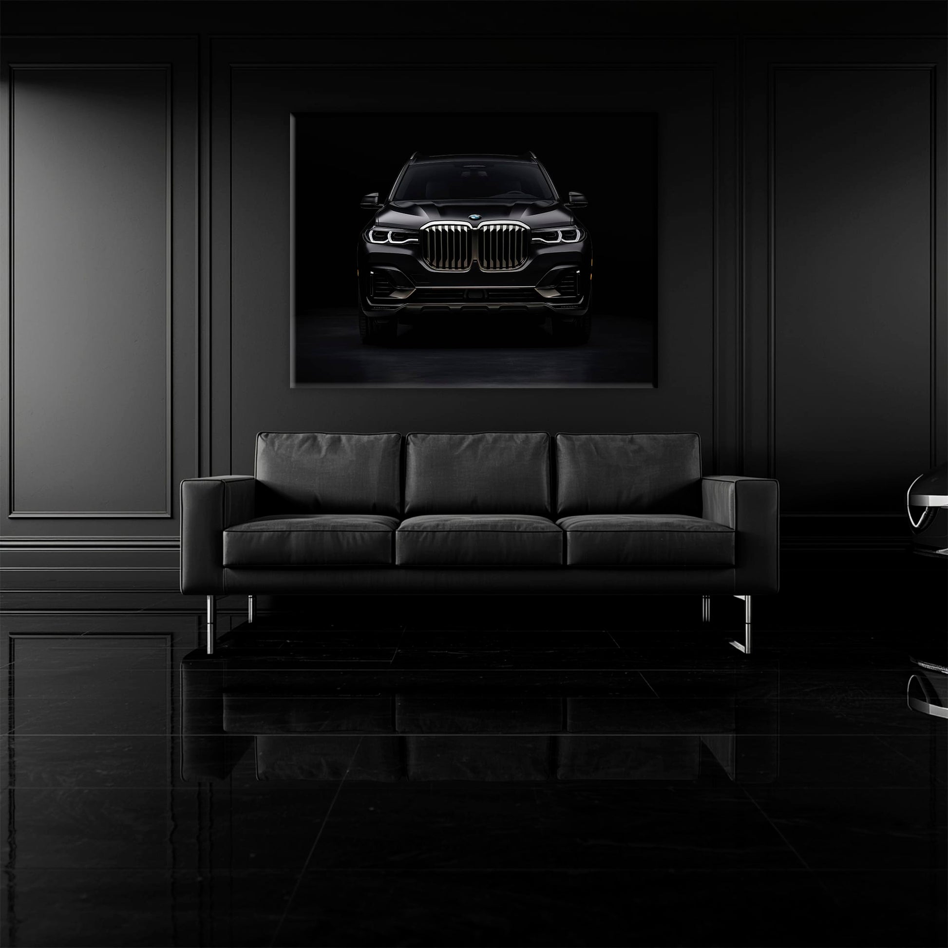 BMW X7 Shadow Sovereign Wall Art – Black Luxury SUV Canvas Print Cars