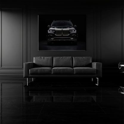 BMW X7 Shadow Sovereign Wall Art – Black Luxury SUV Canvas Print Cars