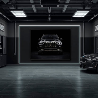 BMW X7 Shadow Sovereign Wall Art – Black Luxury SUV Canvas Print Cars