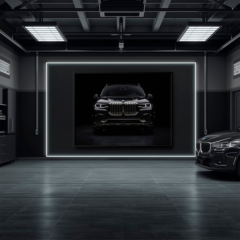 BMW X7 Shadow Sovereign Wall Art – Black Luxury SUV Canvas Print Cars