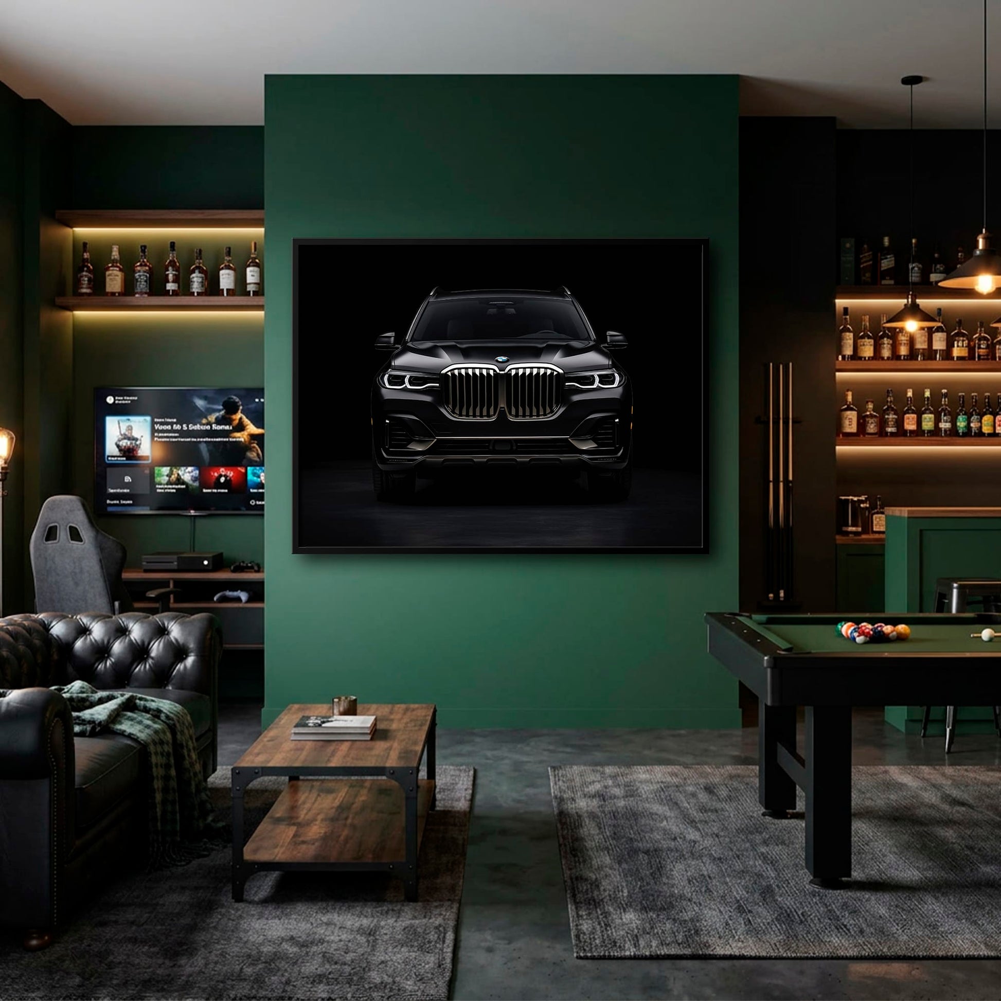 BMW X7 Shadow Sovereign Wall Art – Black Luxury SUV Canvas Print Cars