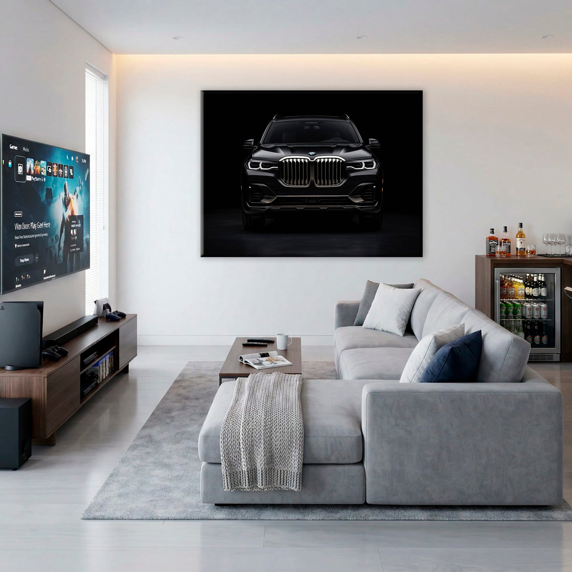 BMW X7 Shadow Sovereign Wall Art – Black Luxury SUV Canvas Print Cars
