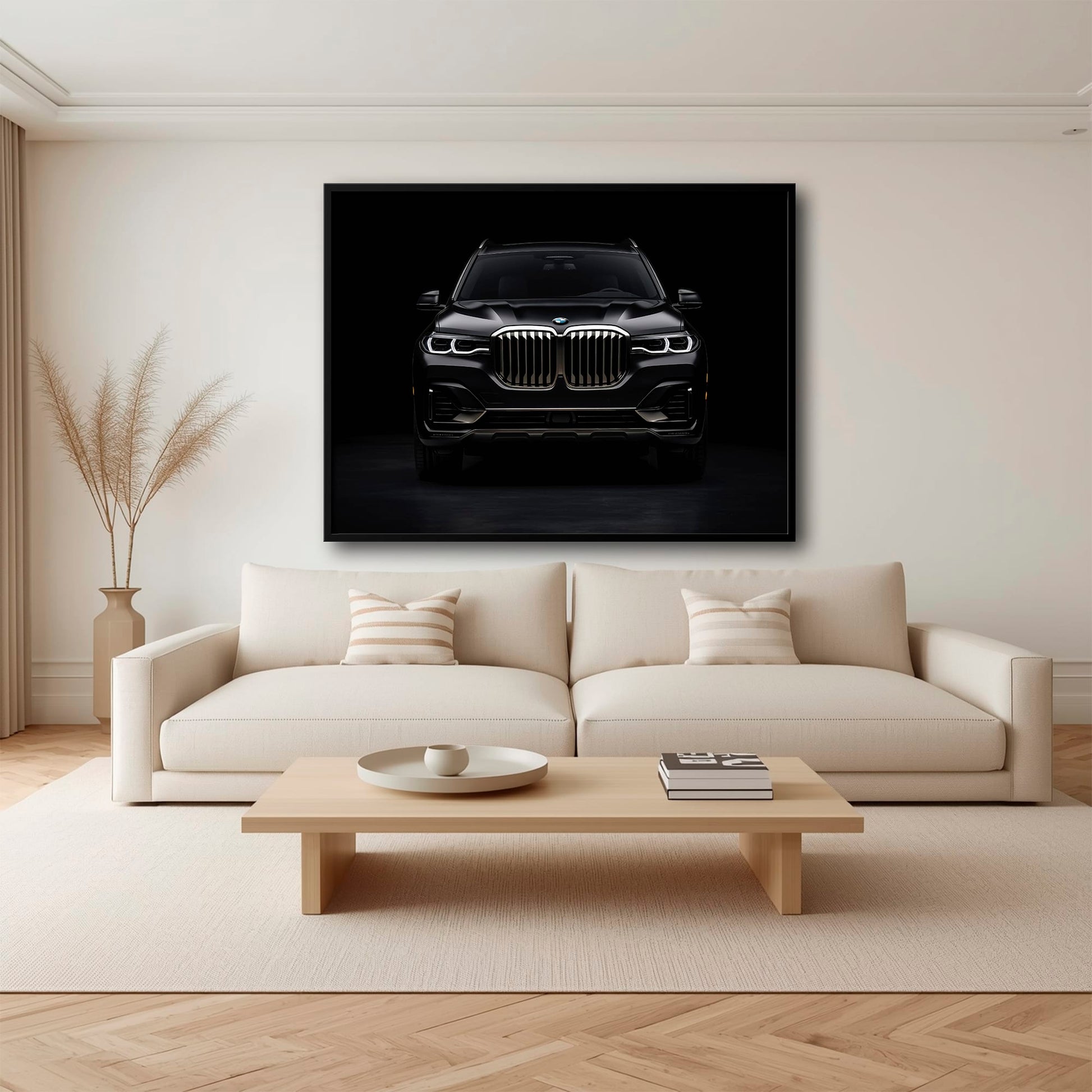 BMW X7 Shadow Sovereign Wall Art – Black Luxury SUV Canvas Print Cars