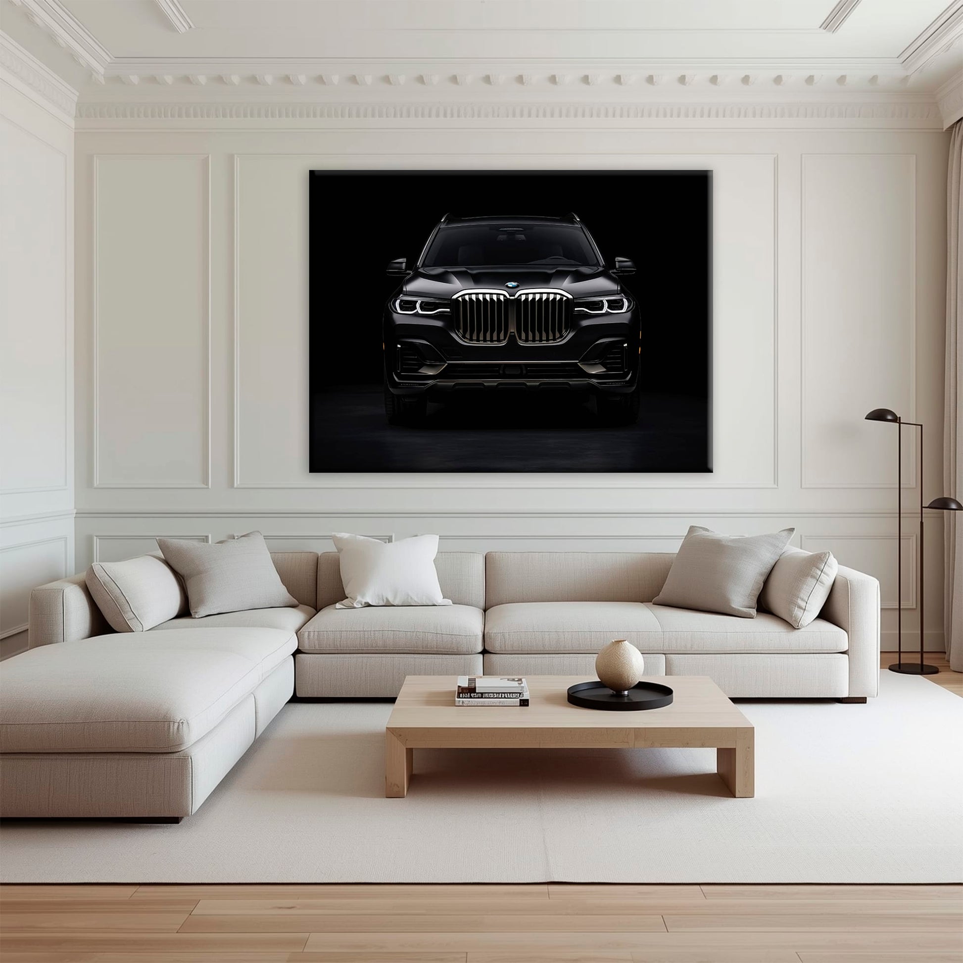 BMW X7 Shadow Sovereign Wall Art – Black Luxury SUV Canvas Print Cars
