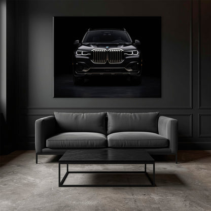 BMW X7 Shadow Sovereign Wall Art – Black Luxury SUV Canvas Print Cars