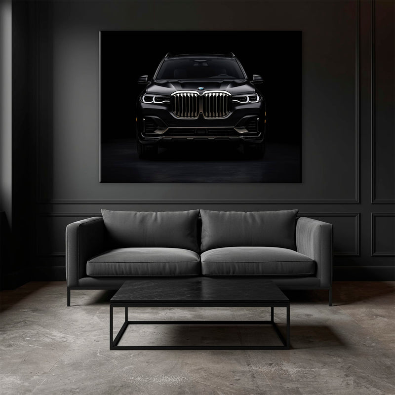 BMW X7 Shadow Sovereign Wall Art – Black Luxury SUV Canvas Print Cars