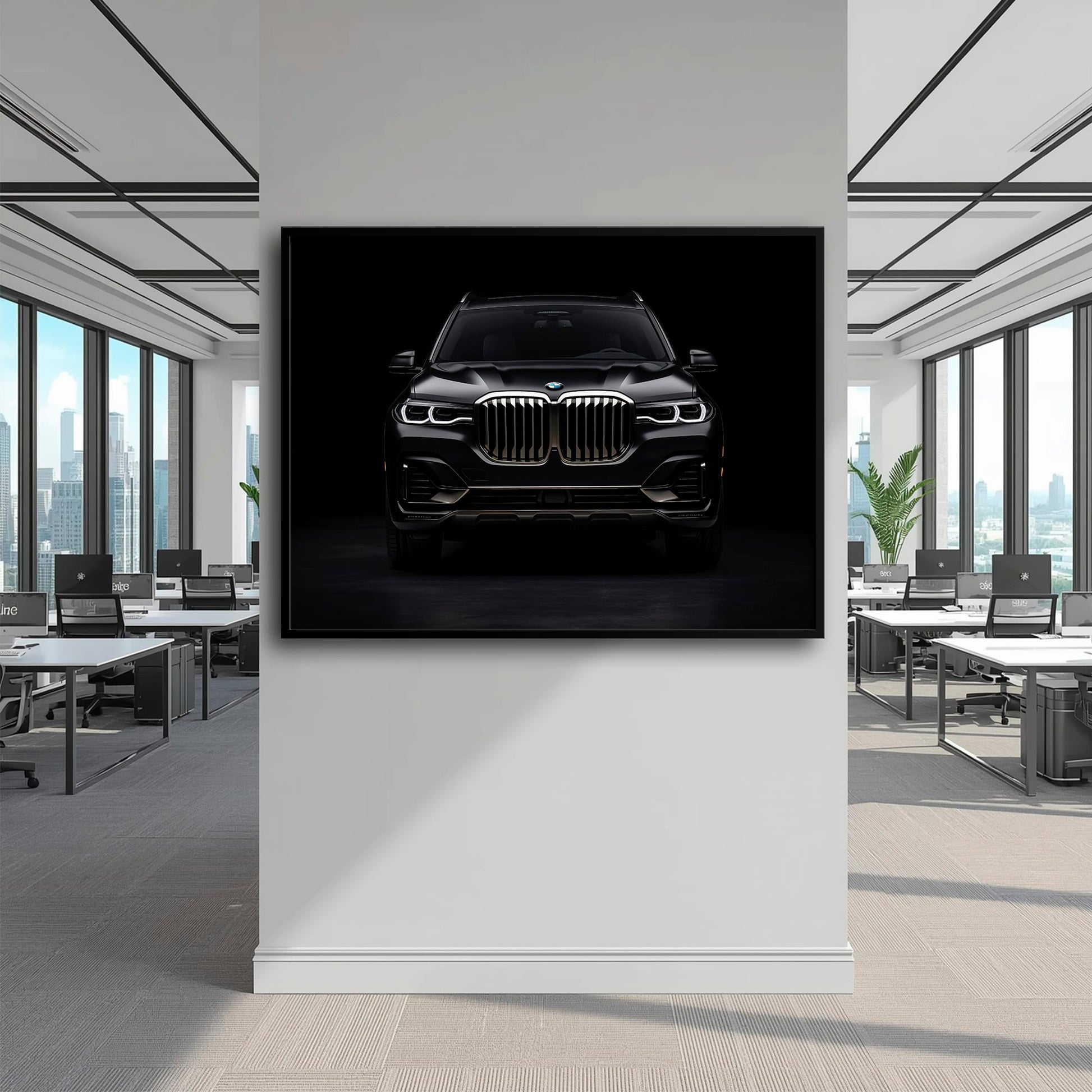 BMW X7 Shadow Sovereign Wall Art – Black Luxury SUV Canvas Print Cars