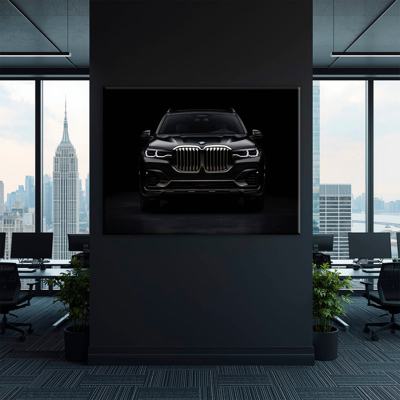 BMW X7 Shadow Sovereign Wall Art – Black Luxury SUV Canvas Print Cars