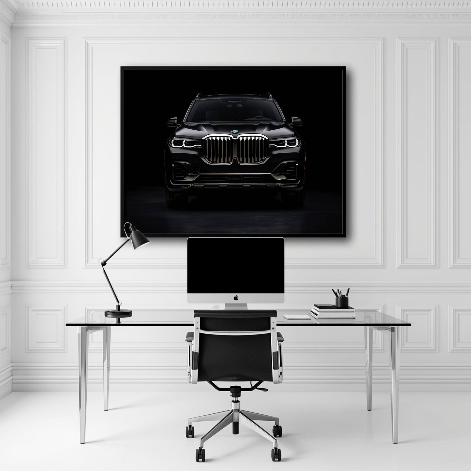 BMW X7 Shadow Sovereign Wall Art – Black Luxury SUV Canvas Print Cars