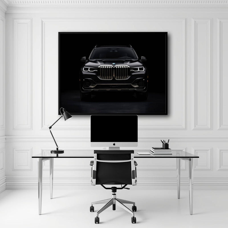 BMW X7 Shadow Sovereign Wall Art – Black Luxury SUV Canvas Print Cars
