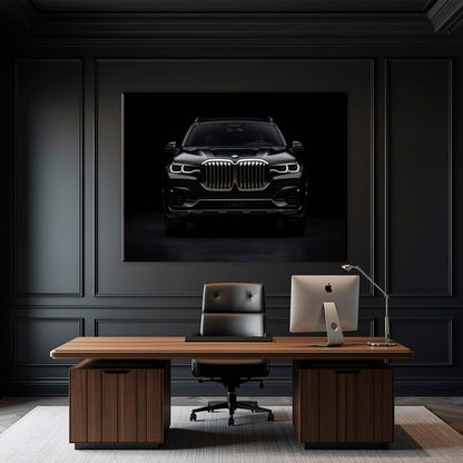 BMW X7 Shadow Sovereign Wall Art – Black Luxury SUV Canvas Print Cars