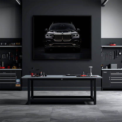 BMW X7 Shadow Sovereign Wall Art – Black Luxury SUV Canvas Print Cars