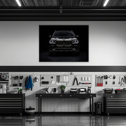 BMW X7 Shadow Sovereign Wall Art – Black Luxury SUV Canvas Print Cars