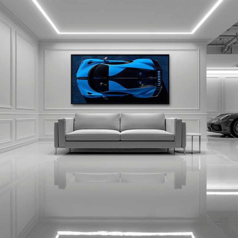 Bugatti Chiron Pur Sport Blue Apex Wall Art – Hypercar Canvas Print Cars