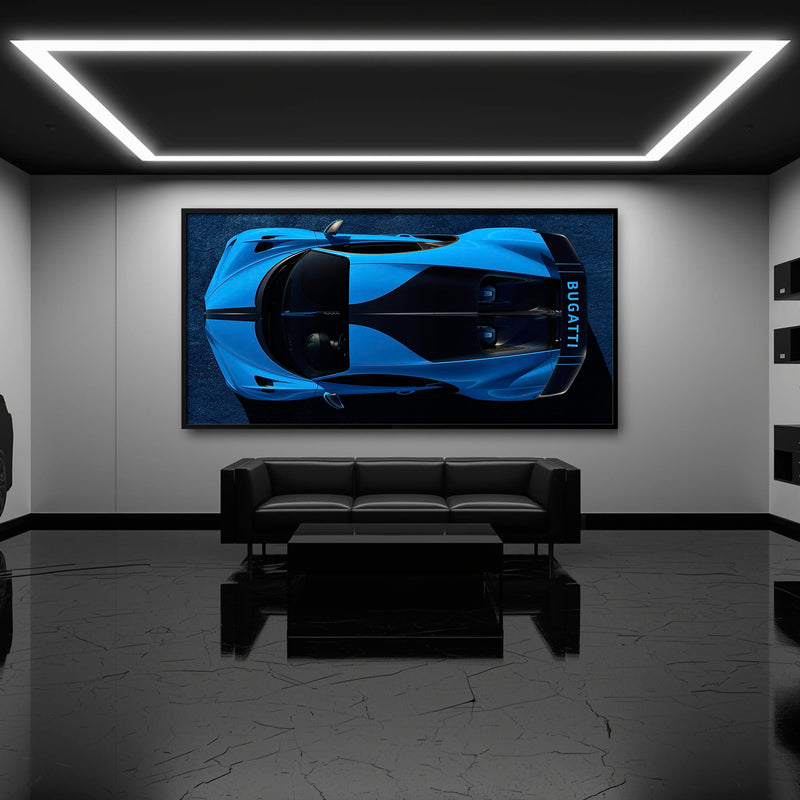 Bugatti Chiron Pur Sport Blue Apex Wall Art – Hypercar Canvas Print Cars