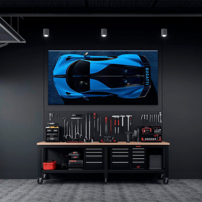 Bugatti Chiron Pur Sport Blue Apex Wall Art – Hypercar Canvas Print Cars