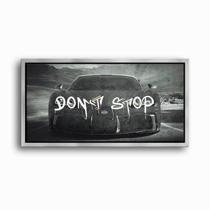 Bugatti Don’t Stop Wall Art – Black Hypercar Motivational Canvas Print Cars