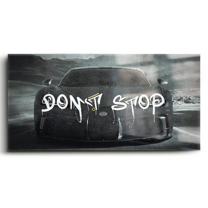 Bugatti Don’t Stop Wall Art – Black Hypercar Motivational Canvas Print Cars
