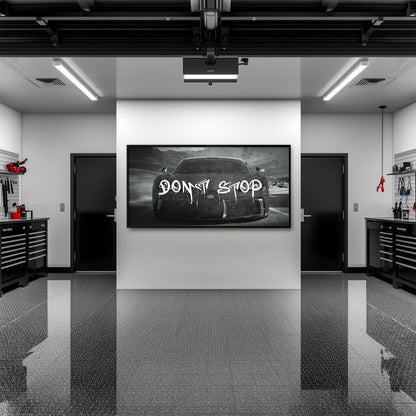 Bugatti Don’t Stop Wall Art – Black Hypercar Motivational Canvas Print Cars