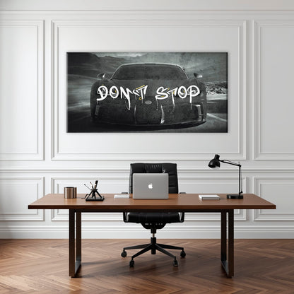 Bugatti Don’t Stop Wall Art – Black Hypercar Motivational Canvas Print Cars