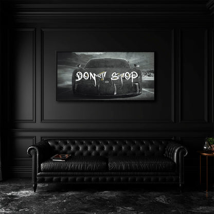 Bugatti Don’t Stop Wall Art – Black Hypercar Motivational Canvas Print Cars