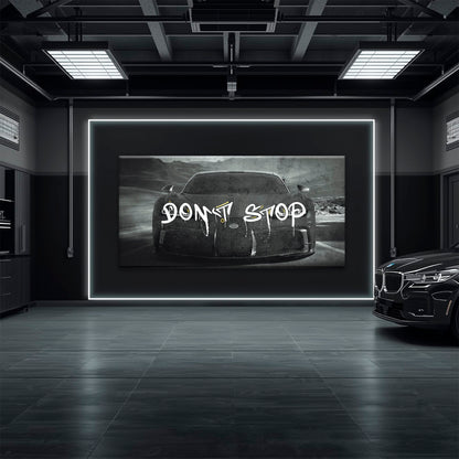 Bugatti Don’t Stop Wall Art – Black Hypercar Motivational Canvas Print Cars