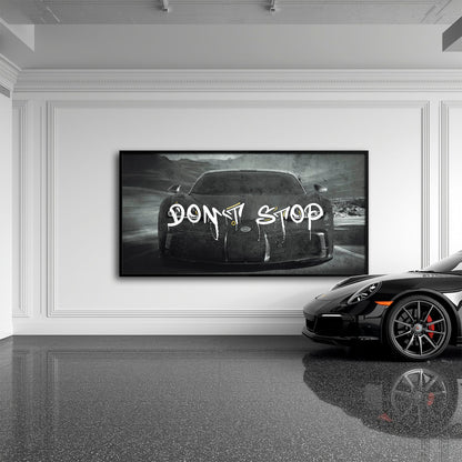 Bugatti Don’t Stop Wall Art – Black Hypercar Motivational Canvas Print Cars