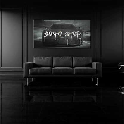 Bugatti Don’t Stop Wall Art – Black Hypercar Motivational Canvas Print Cars