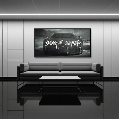 Bugatti Don’t Stop Wall Art – Black Hypercar Motivational Canvas Print Cars