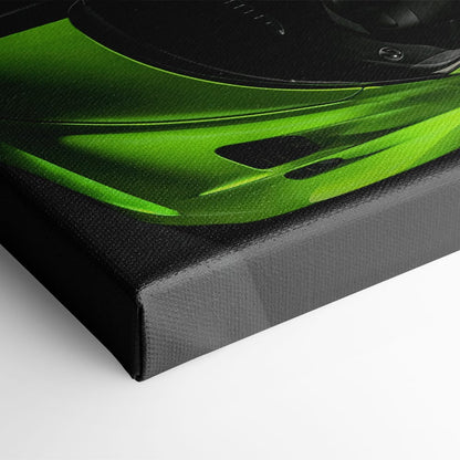 Bugatti Neon Charge Wall Art – Green Top View Hypercar Canvas Print Cars