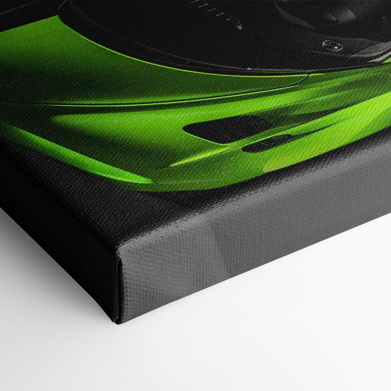 Bugatti Neon Charge Wall Art – Green Top View Hypercar Canvas Print Cars