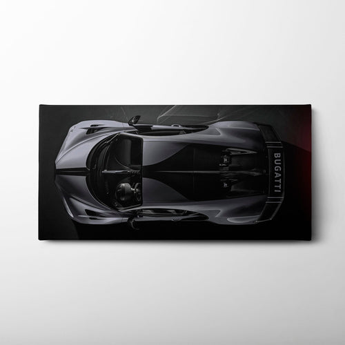 Bugatti Silver Phantom Wall Art – Gray Top View Supercar Canvas Print Cars