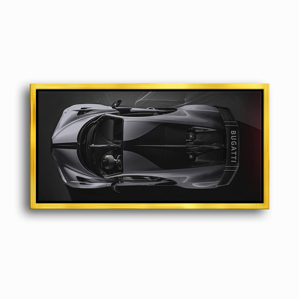 Bugatti Silver Phantom Wall Art – Gray Top View Supercar Canvas Print Cars